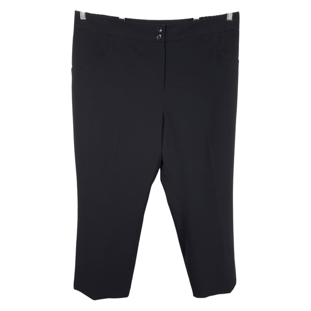 Maggie Barnes Plus‎ Size 20W Cropped Dress Pants Black Elastic Waist Career 1187